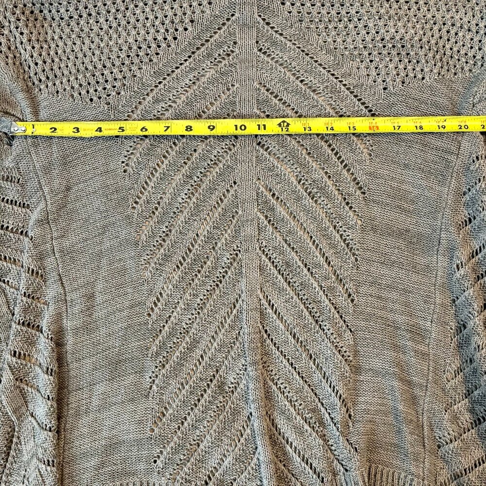 Leo & Nicole Gray Open Front Open Knit Long Sleeve Cardigan Sweater Size S - Picture 7 of 9